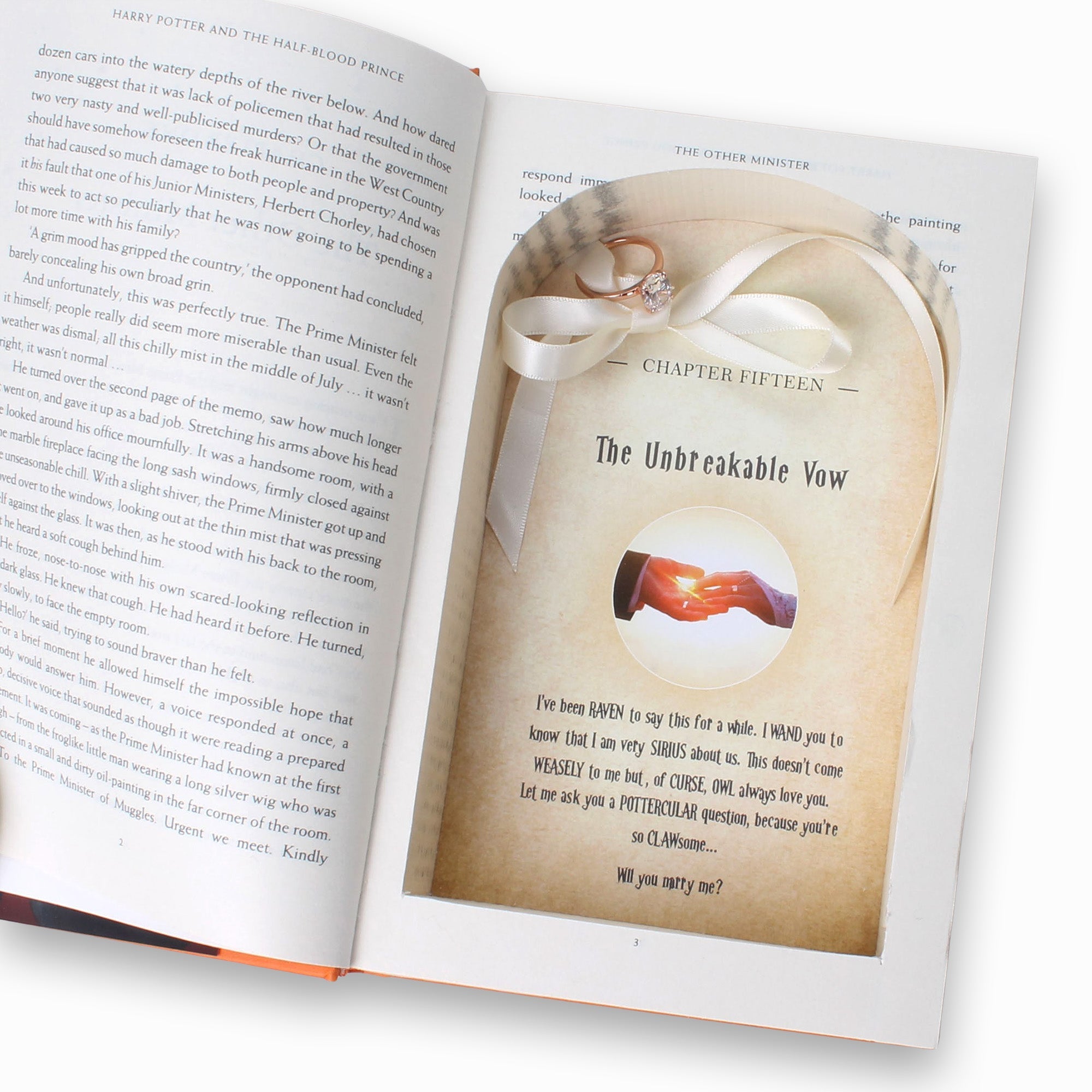 Harry Potter - Half Blood Prince - Proposal Ring Book Safe - Ready to Ship - Secret Storage Books